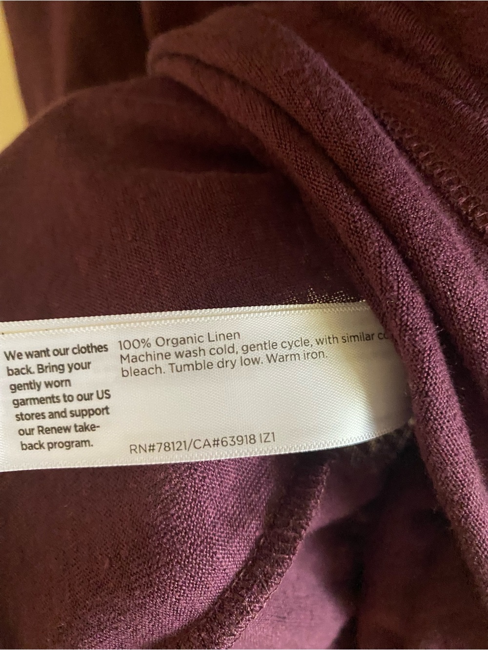 Eileen Fisher Organic Linen Blackberry Tee Boxy Cut NWT - Picture 4 of 4